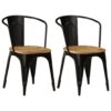 Casa Black Steel Frame Dining Chairs x2 Solid Mango Wood