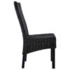 Casa Black Dining Chairs 4 pcs Kubu Rattan and Mango Wood