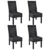 Casa Black Dining Chairs 4 pcs Kubu Rattan and Mango Wood