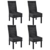 Casa Black Dining Chairs 4 pcs Kubu Rattan and Mango Wood