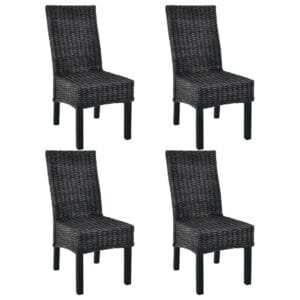 Casa Black Dining Chairs 4 pcs Kubu Rattan and Mango Wood