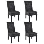 Casa Black Dining Chairs 4 pcs Kubu Rattan and Mango Wood 1