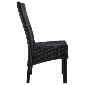 Casa Black Dining Chairs 6 pcs Kubu Rattan and Mango Wood