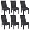 Casa Black Dining Chairs 6 pcs Kubu Rattan and Mango Wood