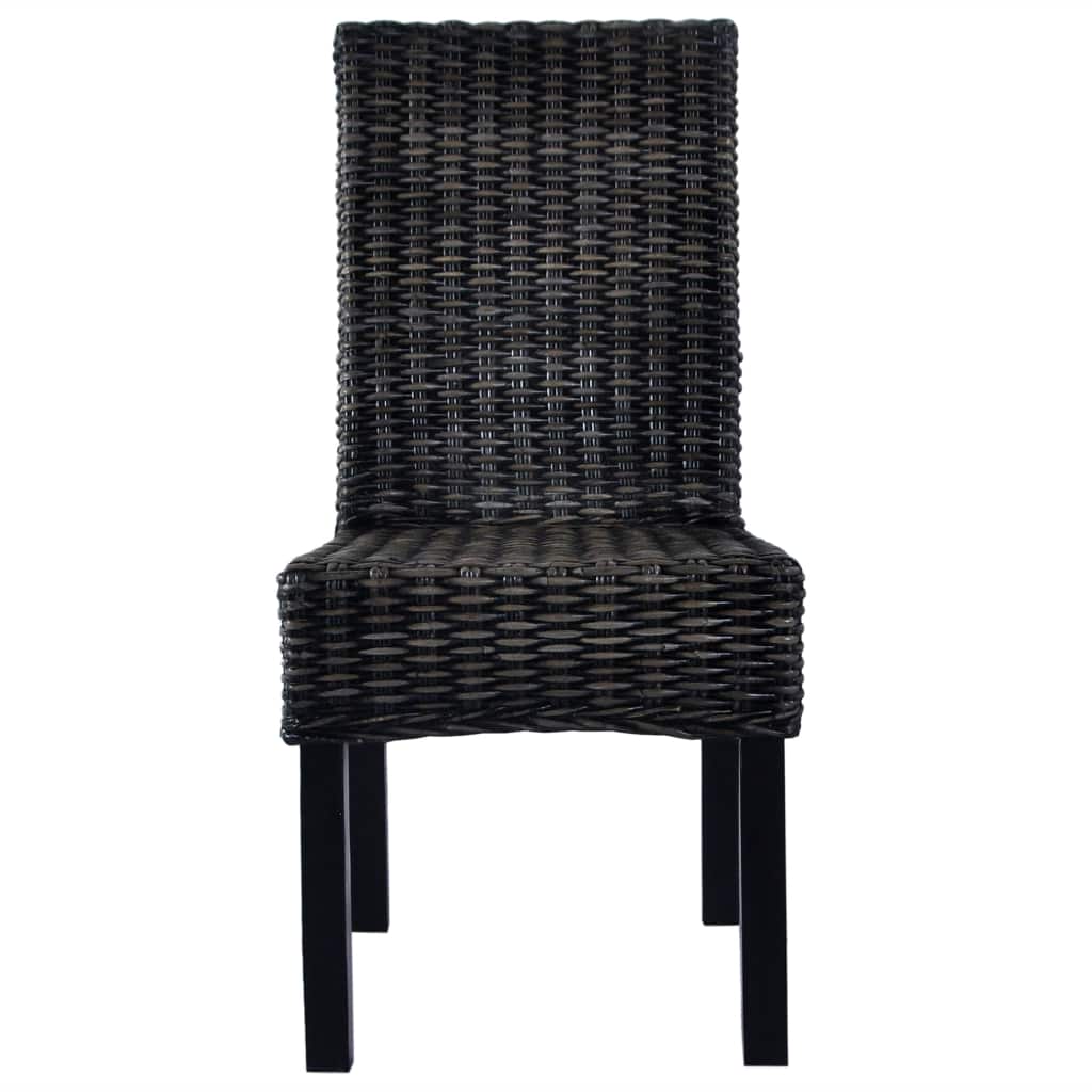 Casa Black Dining Chairs 6 pcs Kubu Rattan and Mango Wood