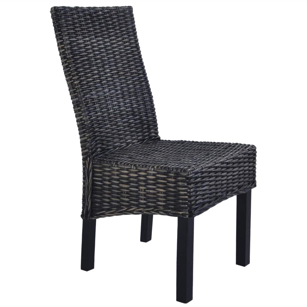 Casa Black Dining Chairs 6 pcs Kubu Rattan and Mango Wood