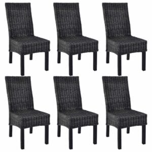 Casa Black Dining Chairs 6 pcs Kubu Rattan and Mango Wood