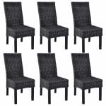Casa Black Dining Chairs 6 pcs Kubu Rattan and Mango Wood 1