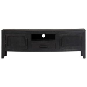 Casa Black Tv Cabinet 118X30X40 Cm Solid Mango Wood
