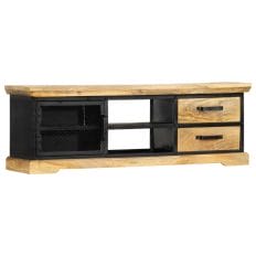 Casa Black TV Cabinet 120x30x40 cm Solid Mango Wood