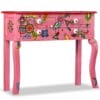 Console Table Solid Mango Wood Pink Hand Painted