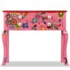 Console Table Solid Mango Wood Pink Hand Painted