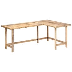 L Shape Corner Desk Solid Mango Wood 120x60x76cm