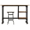 Desk with Folding Stool Solid Mango Wood 115x50x76 cm