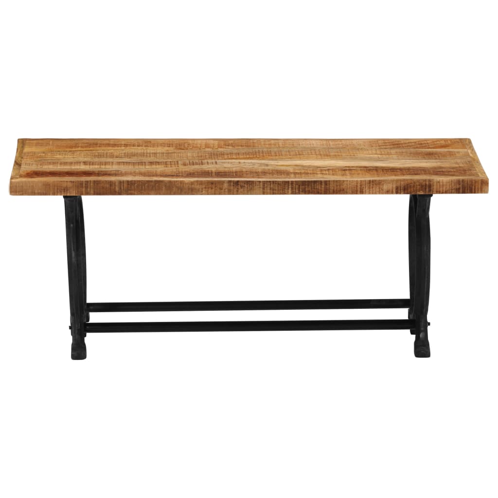 Industrial Dining Bench Solid Mango Wood and Cast Iron 110x45x47 cm