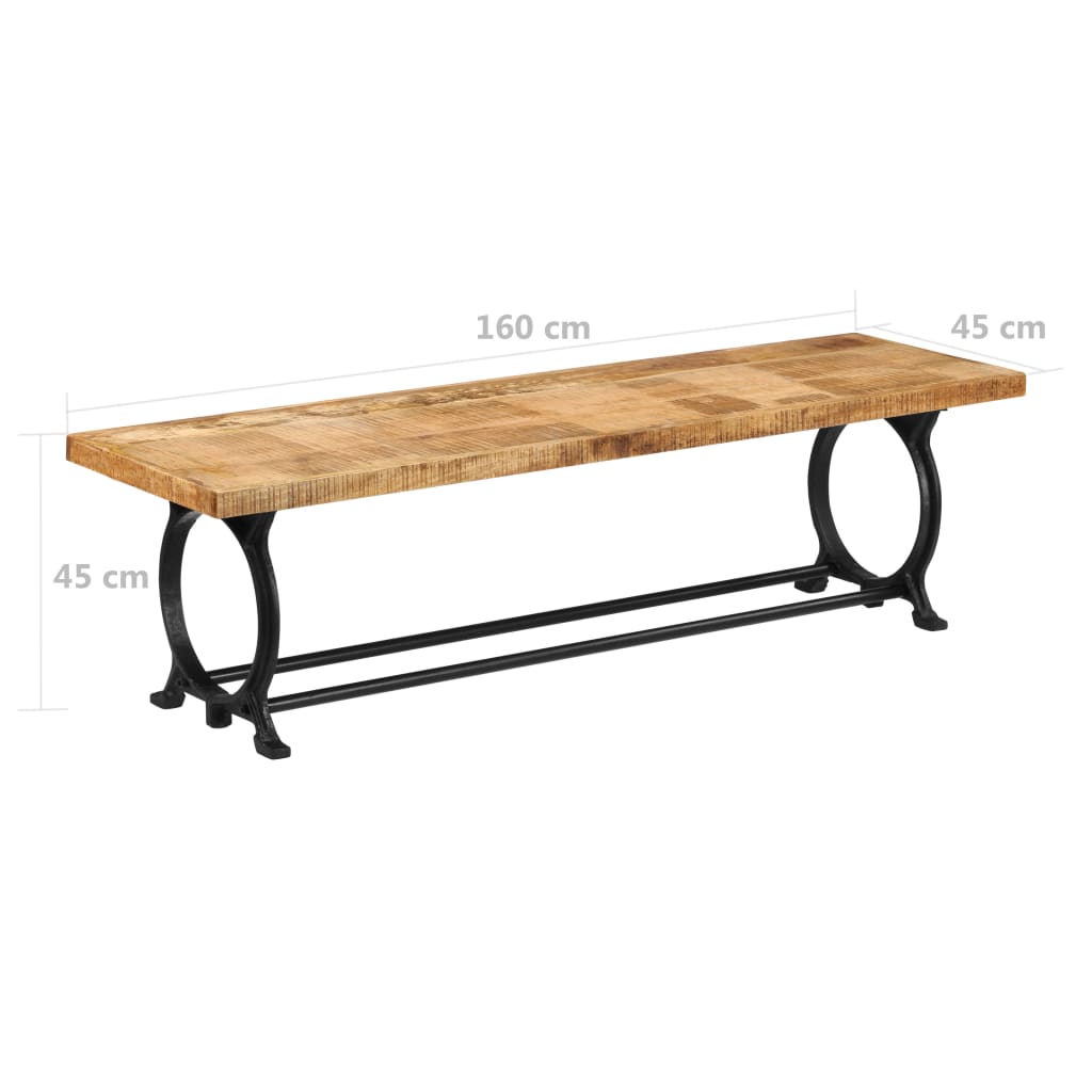 Industrial Dining Bench Solid Mango Woodand Cast Iron 160x45x45 cm