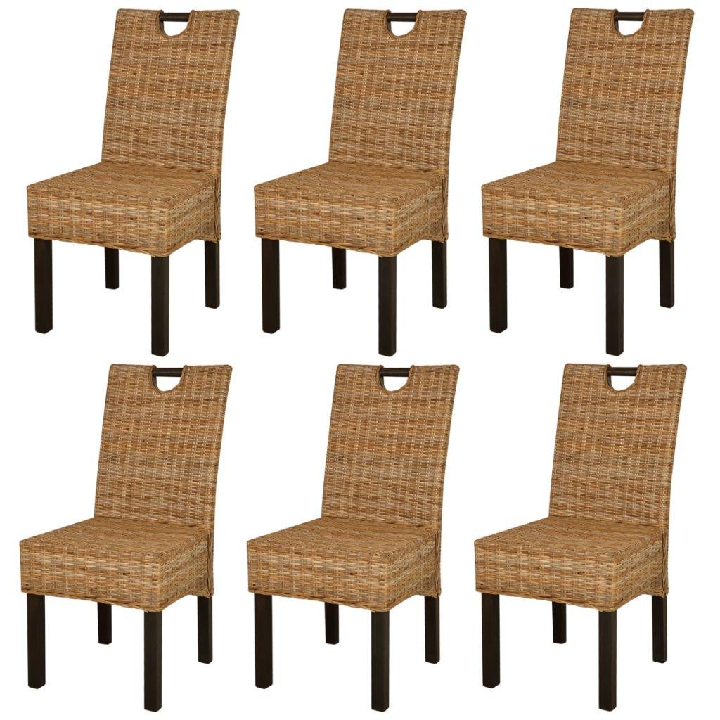 Dining Chair 6 pcs Kubu Rattan Mango Wood