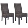 Dining Chairs 2 pcs Kubu Rattan and Mango Wood Brown