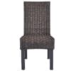Dining Chairs 2 pcs Kubu Rattan and Mango Wood Brown