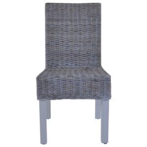 Dining Chairs 2 pcs Kubu Rattan and Mango Wood Grey