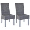 Dining Chairs 2 pcs Kubu Rattan and Mango Wood Grey