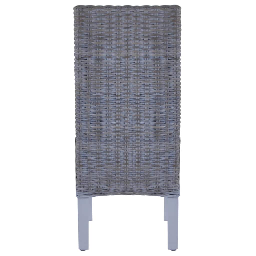 Dining Chairs 2 pcs Kubu Rattan and Mango Wood Grey