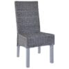 Dining Chairs 2 pcs Kubu Rattan and Mango Wood Grey