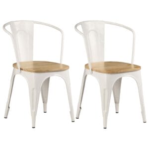 Dining Chairs 2 pcs Solid Mango Wood 51x52x84 cm White