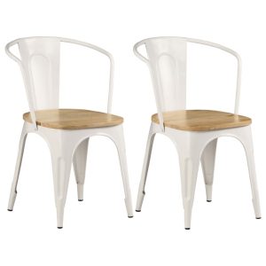 Dining Chairs 2 pcs Solid Mango Wood 51x52x84 cm White