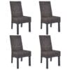 Dining Chairs 4 pcs Kubu Rattan and Mango Wood Brown