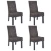 Dining Chairs 4 pcs Kubu Rattan and Mango Wood Brown