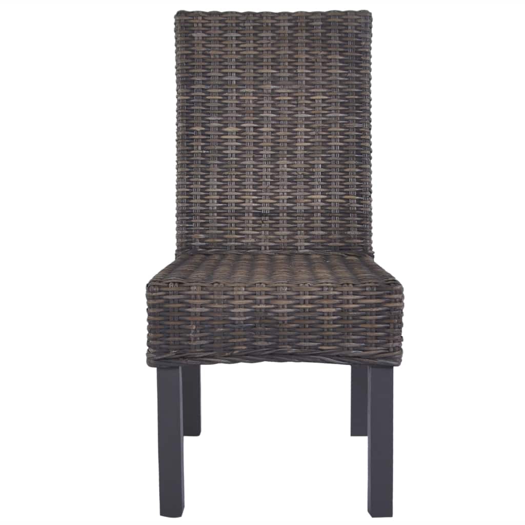 Dining Chairs 4 pcs Kubu Rattan and Mango Wood Brown