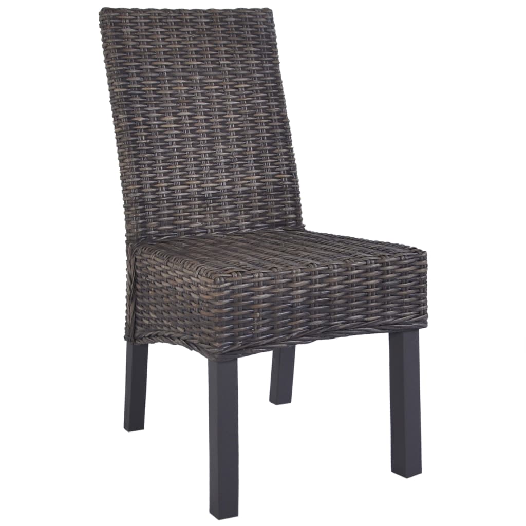 Dining Chairs 4 pcs Kubu Rattan and Mango Wood Brown