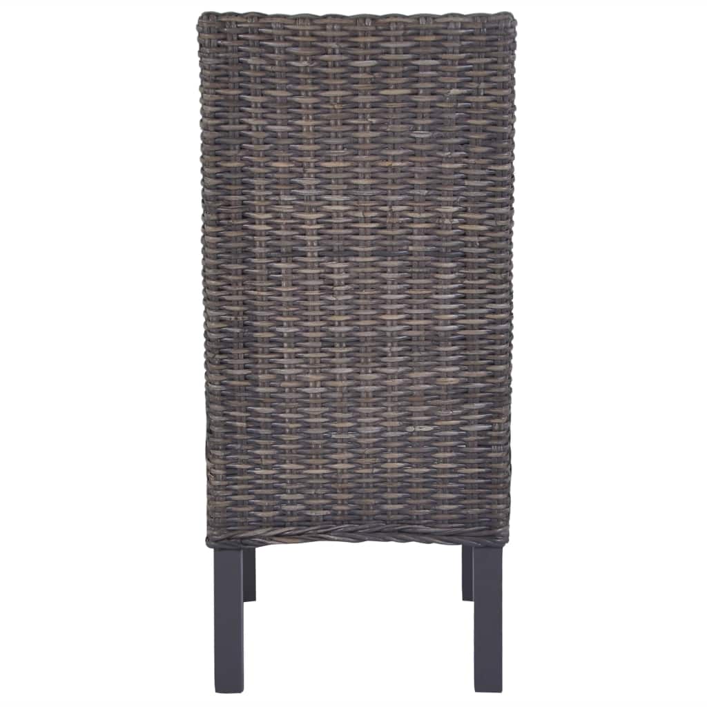 Dining Chairs 4 pcs Kubu Rattan and Mango Wood Brown