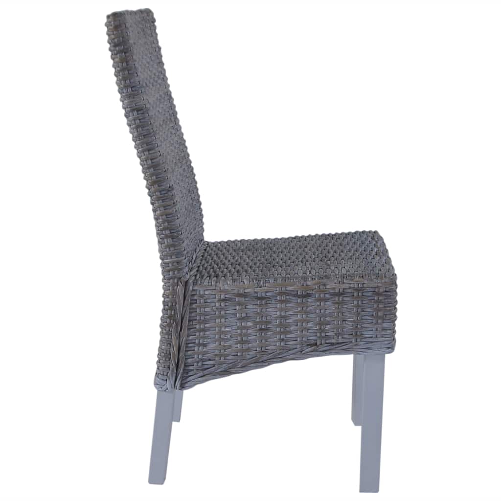 Dining Chairs 4 pcs Kubu Rattan and Mango Wood Grey
