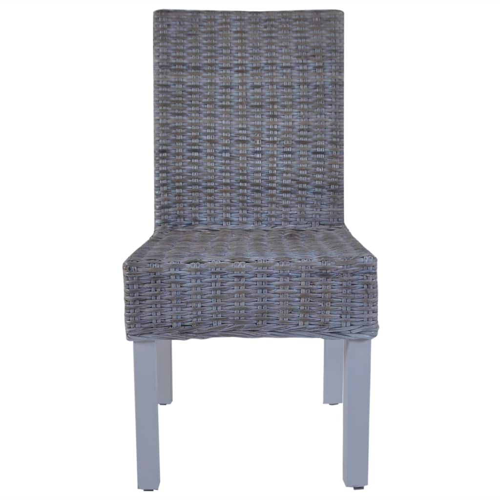 Dining Chairs 4 pcs Kubu Rattan and Mango Wood Grey