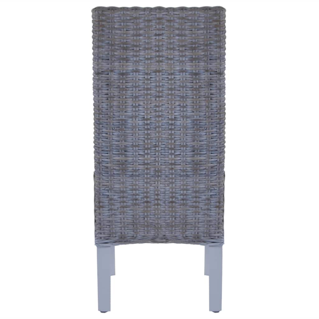 Dining Chairs 4 pcs Kubu Rattan and Mango Wood Grey