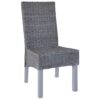 Dining Chairs 4 pcs Kubu Rattan and Mango Wood Grey