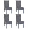 Dining Chairs 4 pcs Kubu Rattan and Mango Wood Grey