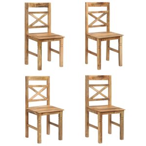 Urban Cross Back Dining Chairs Set of 4 Light Mango Wood