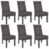 Dining Chairs 6 pcs Kubu Rattan and Mango Wood Brown