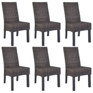Dining Chairs 6 pcs Kubu Rattan and Mango Wood Brown