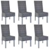 Dining Chairs 6 pcs Kubu Rattan and Mango Wood Grey