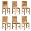 Set of 6 Solid Back Dining Chairs Light Mango Wood