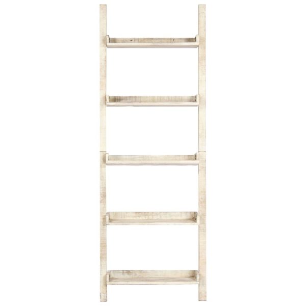 Ladder Shelf White 75x37x205 cm Solid Mango Wood