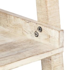 Ladder Shelf White 75x37x205 cm Solid Mango Wood