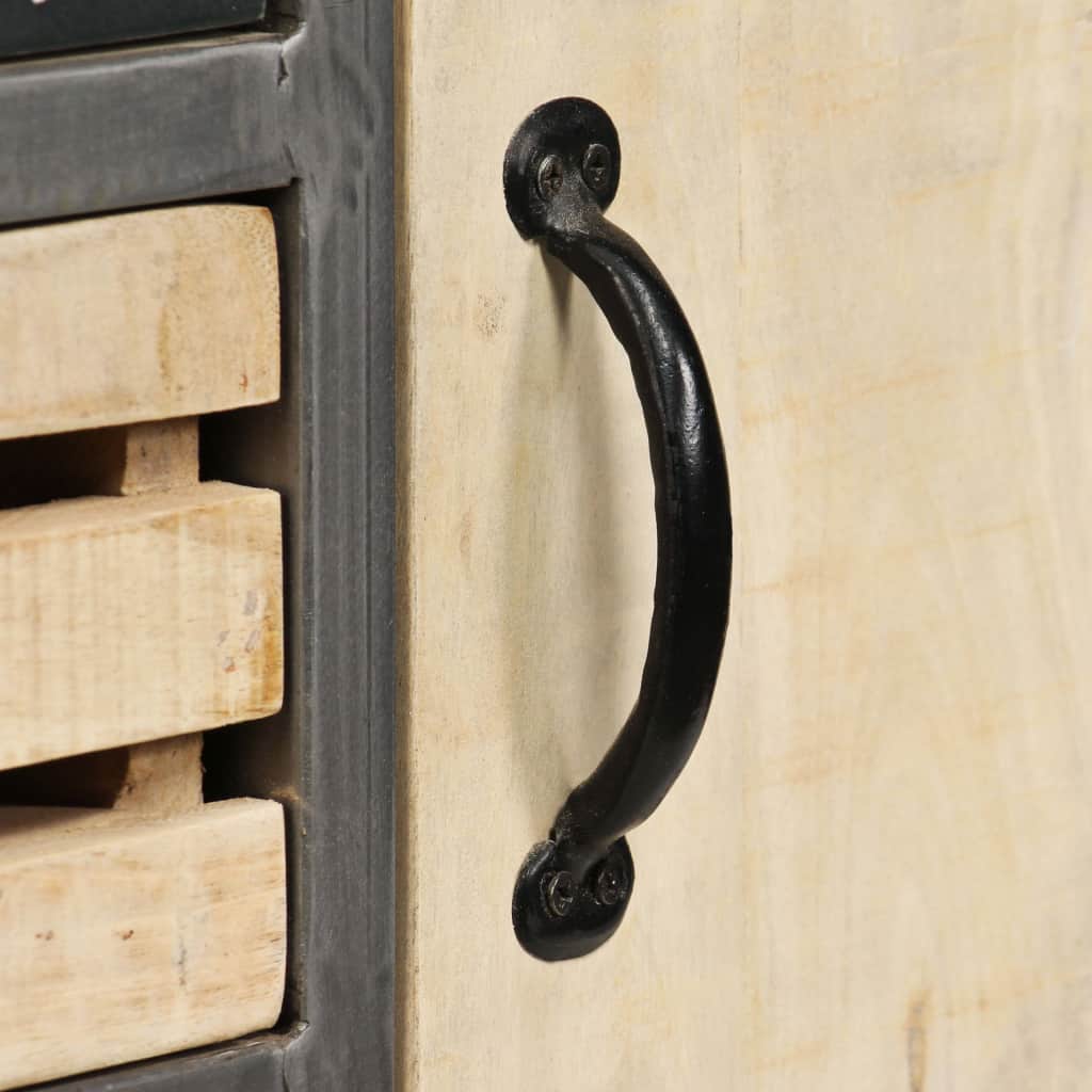 Sideboard Solid Mango Wood and Steel 65x33x76 cm