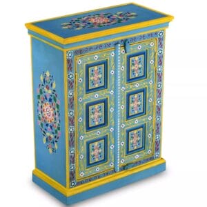 Sideboard Solid Mango Wood Turquoise Hand Painted