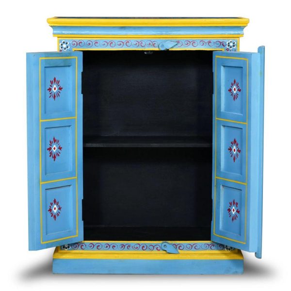 Sideboard Solid Mango Wood Turquoise Hand Painted