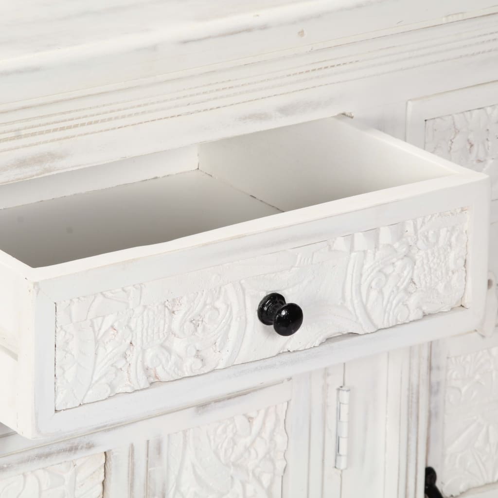 Sideboard White 140x40x74 cm Solid Mango Wood